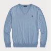Blå Ralph Lauren Slim Fit Tröja med texturerad bomull för män Blå Ralph Lauren Slim Fit Tröja med texturerad bomull för män