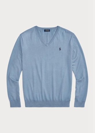 Blå Ralph Lauren Slim Fit Tröja med texturerad bomull för män