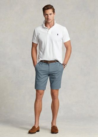 Blå Ralph Lauren Stretch Chino-shorts med smal passform för män
