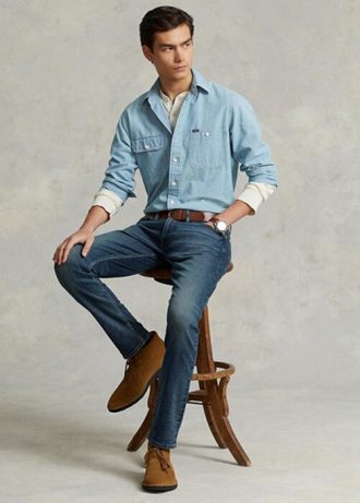 Blå Ralph Lauren Sullivan Slim Performance Stretch Jeans för män
