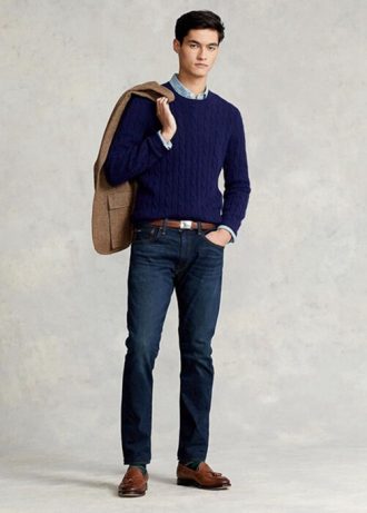 Blå Ralph Lauren Sullivan Slim Stretch Jeans för män