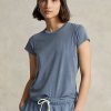 Blå Ralph Lauren T-shirts i ekologisk bomull för kvinnor Blå Ralph Lauren T-shirts i ekologisk bomull för kvinnor
