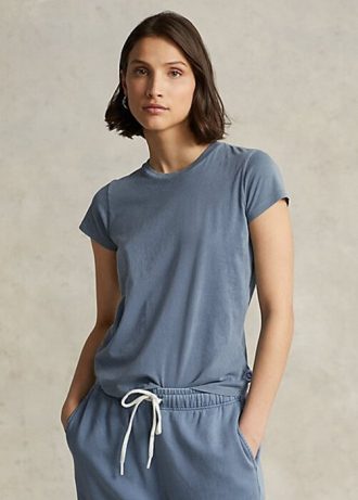 Blå Ralph Lauren T-shirts i ekologisk bomull för kvinnor