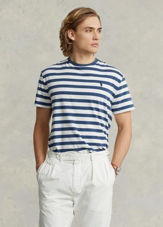 Blå Ralph Lauren T-shirts med randig passform för män för män Blå Ralph Lauren T-shirts med randig passform för män för män