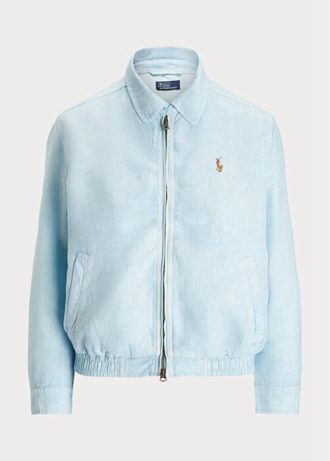 Blå Ralph Lauren vindjacka i linne för kvinnor