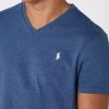 Blå t-shirts med v-ringad logotyp för män Ralph Lauren bröst Blå t-shirts med v-ringad logotyp för män Ralph Lauren bröst