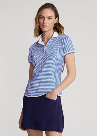 Blå/vit Ralph Lauren randiga jersey pikétröjor för kvinnor