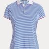 Blå/vit Ralph Lauren randiga jersey pikétröjor för kvinnor
