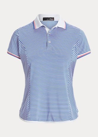 Blå/vit Ralph Lauren randiga jersey pikétröjor för kvinnor