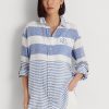 Blå/vita Ralph Lauren randiga linneskjortor i överdimensionerad storlek Blå/vita Ralph Lauren randiga linneskjortor i överdimensionerad storlek