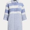 Blå/vita Ralph Lauren randiga linneskjortor i överdimensionerad storlek Blå/vita Ralph Lauren randiga linneskjortor i överdimensionerad storlek