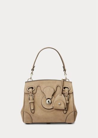 Blek honung dam Ralph Lauren kalvmocka Mjuk Ricky 18 handväska