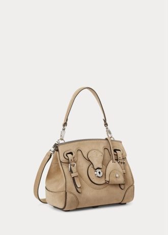 Blek honung dam Ralph Lauren kalvmocka Mjuk Ricky 18 handväska