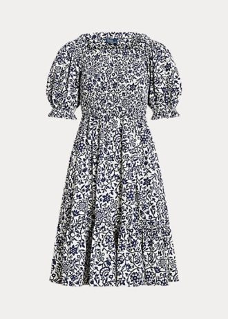 Blomma Klänning Ralph Lauren Blommig Blouson-ärm bomull