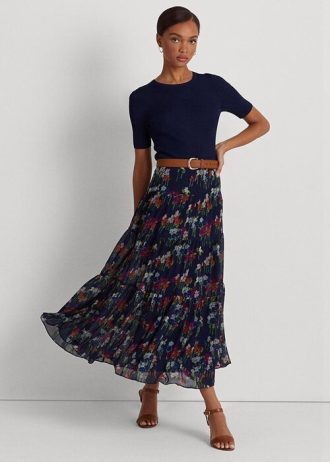 Blomma Kvinnors Ralph Lauren Blommiga Crinkle Georgette kjolar