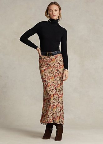 Blomma Kvinnors Ralph Lauren Blommiga Skrynkliga Georgette-kjolar