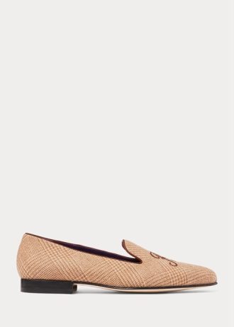 Brun/brun Ralph Lauren Alonzo Glen Rutig Tweed Klänning Skor för män