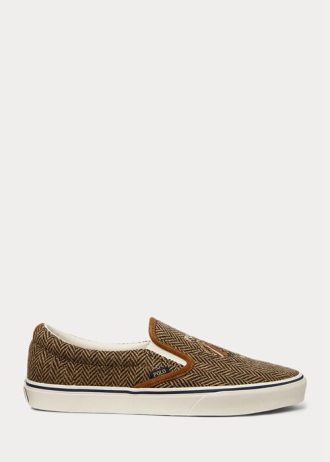 Brun / Brun Ralph Lauren Keaton Tweed Slip-On Sneakers för män