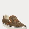Brun / Brun Ralph Lauren Keaton Tweed Slip-On Sneakers för män Brun / Brun Ralph Lauren Keaton Tweed Slip-On Sneakers för män