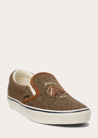 Brun / Brun Ralph Lauren Keaton Tweed Slip-On Sneakers för män