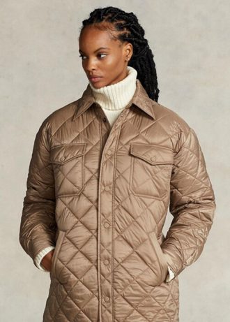 Brun dam Ralph Lauren Oversize Vattenavvisande vadderade kappor