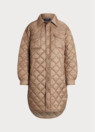 Brun dam Ralph Lauren Oversize Vattenavvisande vadderade kappor