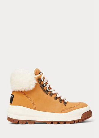Brun dam Ralph Lauren Polo Sportmocka & Shearling Boots