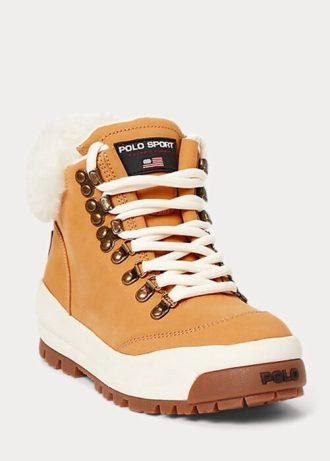 Brun dam Ralph Lauren Polo Sportmocka & Shearling Boots