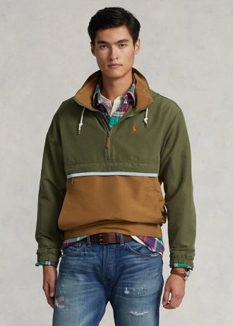 Brun flerfärgad Ralph Lauren Packable vattenavvisande huvjackor för män