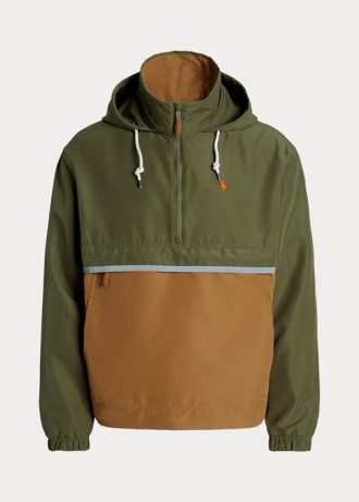 Brun flerfärgad Ralph Lauren Packable vattenavvisande huvjackor för män