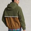 Brun flerfärgad Ralph Lauren Packable vattenavvisande huvjackor för män