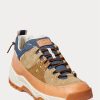 Brun / Indigo Herr Ralph Lauren Harmon Läder & Denim sneakers Brun / Indigo Herr Ralph Lauren Harmon Läder & Denim sneakers