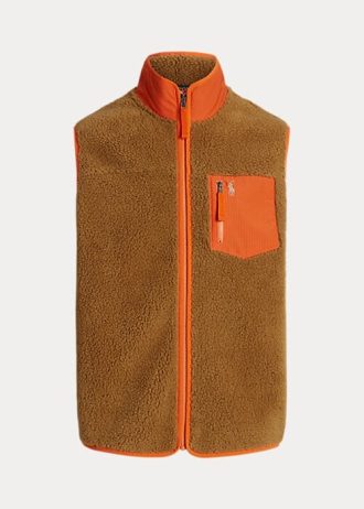 Brun Ralph Lauren Bonded Pile Fleeceväst för män