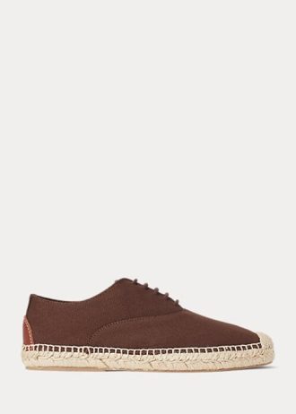 Brun Ralph Lauren Canvas Espadrille med snörning för kvinnor