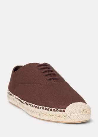 Brun Ralph Lauren Canvas Espadrille med snörning för kvinnor