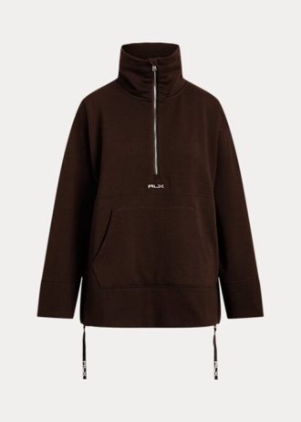 Brun Ralph Lauren fleecejacka med kvarts dragkedja för kvinnor