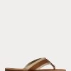 Brun Ralph Lauren Grosgrain-trim mocka flip flops för män Brun Ralph Lauren Grosgrain-trim mocka flip flops för män