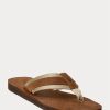 Brun Ralph Lauren Grosgrain-trim mocka flip flops för män Brun Ralph Lauren Grosgrain-trim mocka flip flops för män