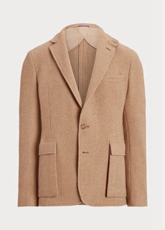 Brun Ralph Lauren Hadley sportblazers i ulltwill med struktur för män