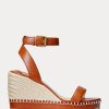 Brun Ralph Lauren Hilarie Läder Espadrille för kvinnor Brun Ralph Lauren Hilarie Läder Espadrille för kvinnor