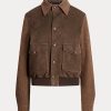 Brun Ralph Lauren Hugh lammmocka för kvinnor & Fiskbensjackor Brun Ralph Lauren Hugh lammmocka för kvinnor & Fiskbensjackor