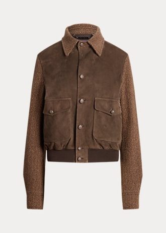 Brun Ralph Lauren Hugh lammmocka för kvinnor & Fiskbensjackor