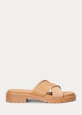 Brun Ralph Lauren Kelsie Nappa-läder för kvinnor & Sandaler i mocka