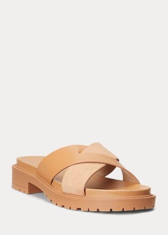 Brun Ralph Lauren Kelsie Nappa-läder för kvinnor & Sandaler i mocka