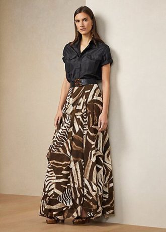 Brun Ralph Lauren Liliosa Zebra-Print Linne Voile kjolar för kvinnor