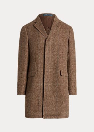 Brun Ralph Lauren Lätt ull Fiskbensöverlack för män