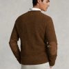 Brun Ralph Lauren mocka-patch ull tröjor med rund hals för män Brun Ralph Lauren mocka-patch ull tröjor med rund hals för män