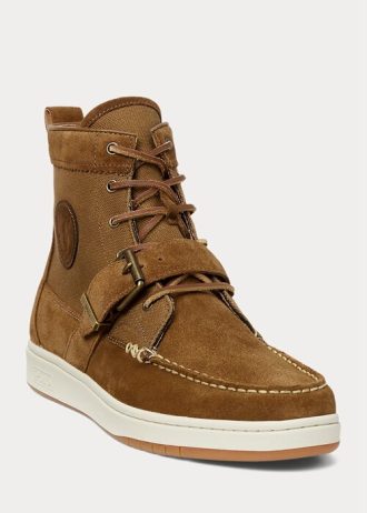 Brun Ralph Lauren Ranger Nubuck för män & Canvas Sneakers