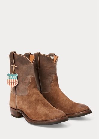 Brun Ralph Lauren Roughout Mocka för män & Läderstövlar
