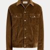 Brun Ralph Lauren Stretch Corduroy Trucker Jackor för män Brun Ralph Lauren Stretch Corduroy Trucker Jackor för män